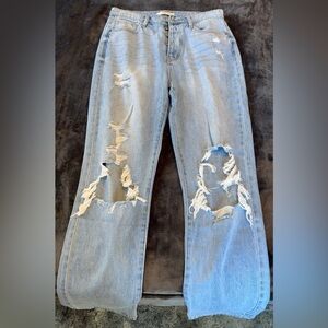 Willow & Root Distressed Light Blue Mom Jeans